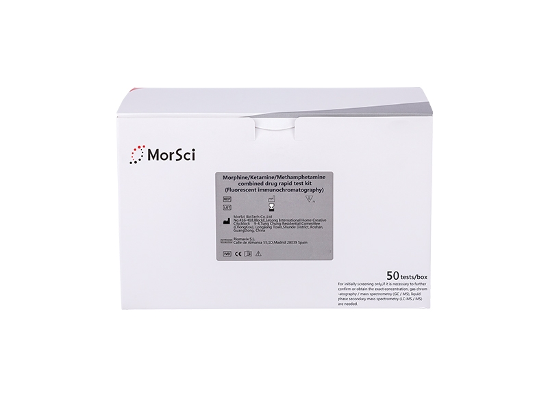 Morphine, ketamine, methamphetamine combined drug rapid test kit(Fluorescent immunochromatography)